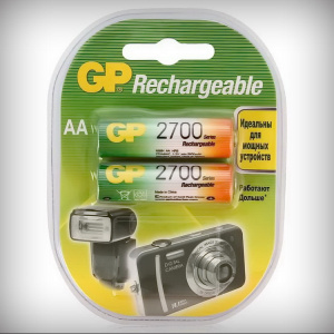 Аккумулятор GP HR6-2BL, Ni-MH, типоразмер AA, 2700 мАч, 1.2V