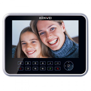 Видеодомофон Kenwei KW-129C-W80 черный, 9 LCD TFT, NTSC/PAL (800х600), сенсорные кнопки, запись фот