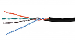 Кабель  OPTIMLAN  UTP витая пара,  24 AWG 4 пары,  CAT5e, внешний,черн.,оболочка PE, 305м