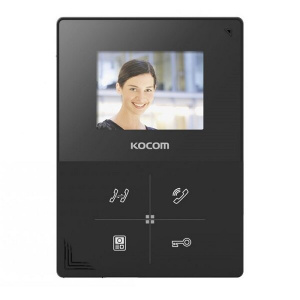 Видеодомофон KOCOM KCV-401EV черный, 4 TFT LCD, PAL/NTSC (800х600), сенсорные кнопки, запись нет